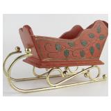 Wooden Red Santa Sleigh Basket