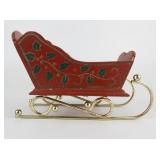 Wooden Red Santa Sleigh Basket