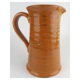 FALL/HALLOWEEN - Large Orange Painted Pottery Pitcher for Faux Flowers - 10 inches