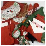 Large Lot of (Handmade) Christmas Decor. Christmas Tree Skirt, Apron, Placemats, Stockings & More!