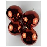 Group of 4 ***LARGE*** Red Christmas Ball Ornaments - 10in and 8in!!!