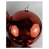 Group of 4 ***LARGE*** Red Christmas Ball Ornaments - 10in and 8in!!!