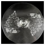 VETRERIA ETRUSCA - Made in Italy FOOTED Christmas Tree Round Glass Cake Plate