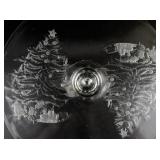 VETRERIA ETRUSCA - Made in Italy FOOTED Christmas Tree Round Glass Cake Plate
