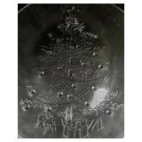 PILGRIM GLASS Christmas Round Glass Platter Christmas Tree - 13 inch