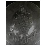 PILGRIM GLASS Christmas Round Glass Platter Christmas Tree - 13 inch