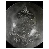 PILGRIM GLASS Christmas Round Glass Platter Christmas Tree - 13 inch