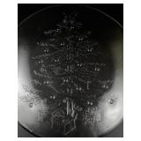 PILGRIM GLASS Christmas Round Glass Platter Christmas Tree - 13 inch