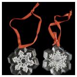 Set of Two Lenox Optic Christmas Snowflake Ornaments