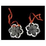 Set of Two Lenox Optic Christmas Snowflake Ornaments
