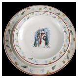 2003 Set of 12 Snowman Christmas Dishes. 4 Bowls, 4 Salad Plates, 4 Dinner Plates
