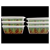 Group of Six - Mini Bread Loaf Baking Pan - Green and Red Christams Tree Pattern