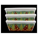 Group of Six - Mini Bread Loaf Baking Pan - Green and Red Christams Tree Pattern