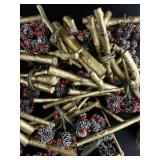 Display Decor - Small Centerpieces - Mini Cones, Holly Berries and Gold Twig Bundles - 4in approx
