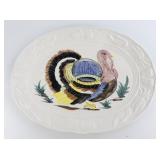 VINTAGE MCM NASCO R8950 Ceramic Embossed Thanksgiving Turkey Platter 18 7/8x14 1/4" Painted Made In Japan (original Box)