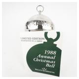 Wallace Silversmiths  1988 "Holiday Bells & Medallions" silver plate Christmas Sleigh Bell Ornament . Limited Edition 18th in a Series