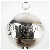 Wallace Silversmiths  1988 "Holiday Bells & Medallions" silver plate Christmas Sleigh Bell Ornament . Limited Edition 18th in a Series