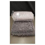 Set of Plush Chenille Bath Mats - Gray