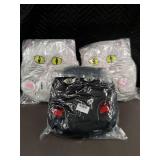 XIIMVN 12in Cute Cat Pattern Backpacks - Set of 3 (Black and Grey)