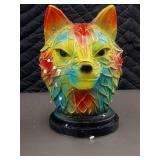 Colorful Wolf Head Sculpture