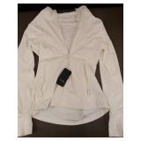 White Zip-Up Hoodie with Pockets and YVV Tag