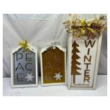 Wooden Signs-2 Silver Peace,2 Gold Peace,4 Winter & 2 Tipsy