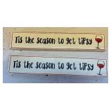 Wooden Signs-2 Silver Peace,2 Gold Peace,4 Winter & 2 Tipsy
