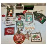 Large Assortment of Metal & Wooden Holiday Signs