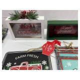 Large Assortment of Metal & Wooden Holiday Signs