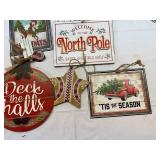 Large Assortment of Metal & Wooden Holiday Signs