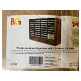Wood Literature Organizer with 2 Drawers