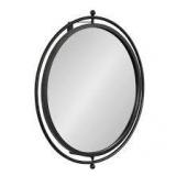 Baron 22.50 in. H x 21.00 in. W Modern Round Black Framed Accent Wall Mirror by Kate and Laurel  Customer Returns See Pictures