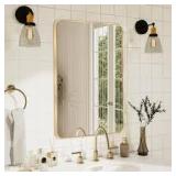 LuxHomez 20 in. W x 30 in. H Gold Vanity Rectangle Wall Mirror Aluminum Alloy Frame Bathroom Mirror   Customer Returns See Pictures
