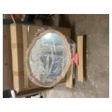 Home Decorators Collection Medium French Country Oval Natural Wood Ornate Framed Mirror (24 in. W x 29 in. H)  Customer Returns See Pictures