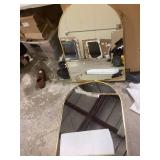 24 in. W x 32 in. H Arched Mirror for Bathroom Entryway Wall Decor Metal Frame Wall Mounted Mirror in Gold 2-Pieces   Customer Returns See Pictures