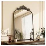 XRAMFY 24 in. W x 38 in. H Arched Black Aluminum Alloy Framed Decorative Wall Mirror    Customer Returns See Pictures