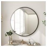 30 in. W x 30 in. H Round Metal Framed Wall Bathroom Vanity Mirror Black Customer Returns See Pictures