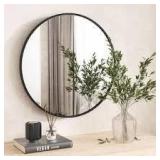 XRAMFY 20 in. W x 20 in. H Round Aluminum Alloy Framed Black Wall Mirror  Customer Returns See Pictures
