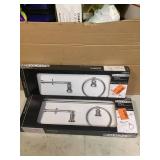 Lot of Glacier Bay Oswell 3-Piece Bath Hardware Set with Toilet Paper Holder, Hand Towel Holder, 24 in. Towel Bar in Brushed Nickel  Customer Returns See Pictures