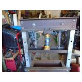 Floor model hydraulic press with jack. Galvanized. Nice condition. As shown.