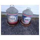 Pair of Vintage Archer Rooster Feeds bird waterer