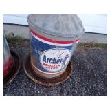 Pair of Vintage Archer Rooster Feeds bird waterer