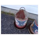 Pair of Vintage Archer Rooster Feeds bird waterer