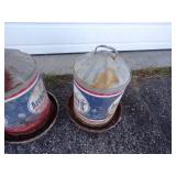 Pair of Vintage Archer Rooster Feeds bird waterer