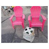 Pair of Outdoor Chairs with Hose reel with hose
