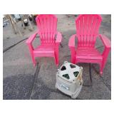 Pair of Outdoor Chairs with Hose reel with hose