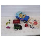 Vintage Tonka Jeep and Toy Tractors and Trailer