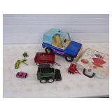 Vintage Tonka Jeep and Toy Tractors and Trailer