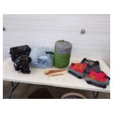 Sleeping Bag, Air Matress, Filet Knives, Life jacket, Cooler and Head Guard