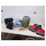 Sleeping Bag, Air Matress, Filet Knives, Life jacket, Cooler and Head Guard